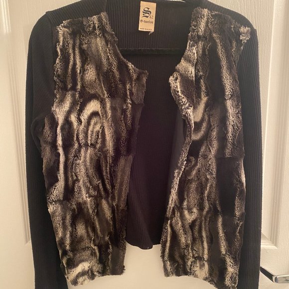 Faux Fur & Knit Cardigan - Picture 1 of 3
